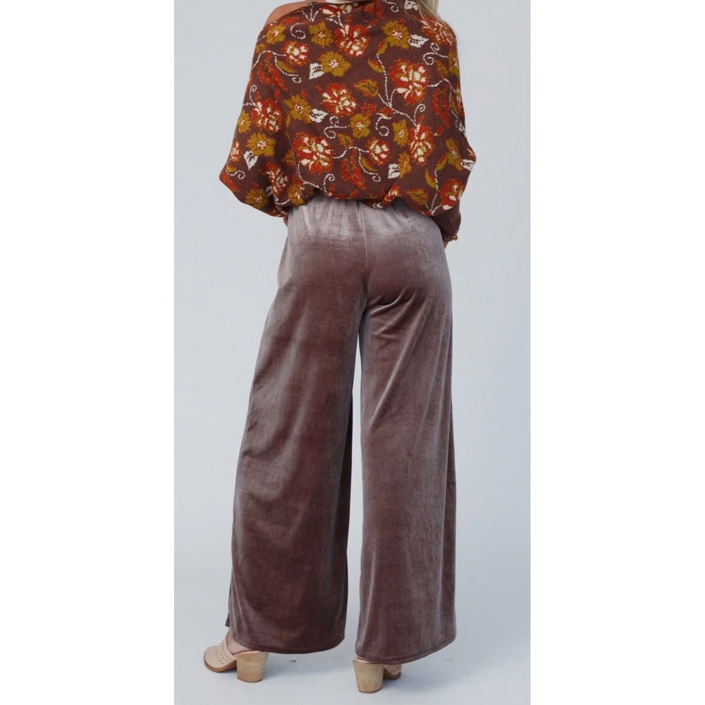 Three Bird Nest Relaxing Robin Velvet Wide Leg Pant NWT Medium Coco - Picture 4 of 7